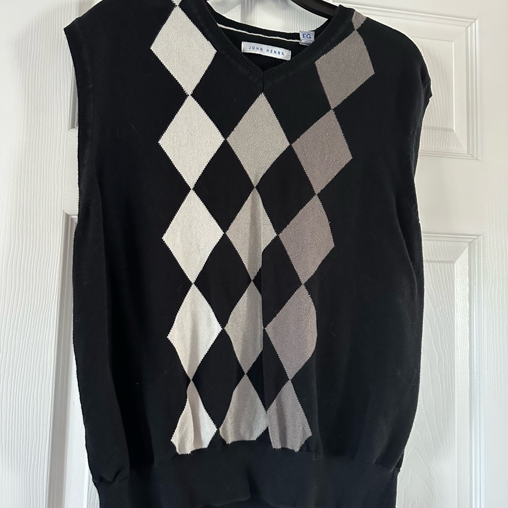 Vtg John Henry Argyle XL Sweater Vest